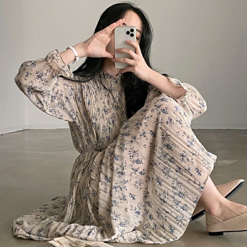 Đầm hoa nhí xếp li dáng dài ulzzang order