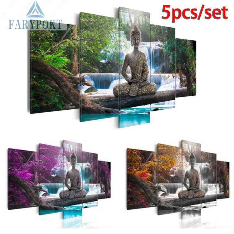 Set 5 Tranh Canvas Treo Tường Trang Trí Hình Đức Phật