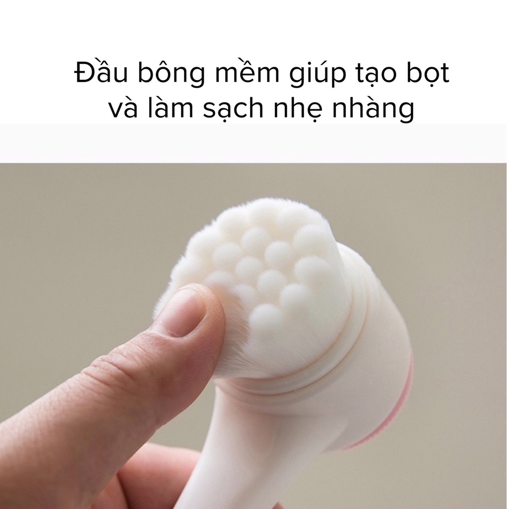 Cọ Rửa Mặt 2 Đầu Silicon Massage 3D máy rửa mặt làm sạch da mặt dành cho da nhạy cảm Cọ rửa mặt 2 đầu cầm tay OrangeShop