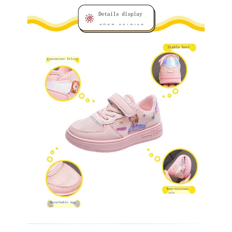 Giày Thể Thao Phối Lưới Thoáng Khí Mẫu Mới 2022 Thời Trang Xuân Hè Cho Bé Gái