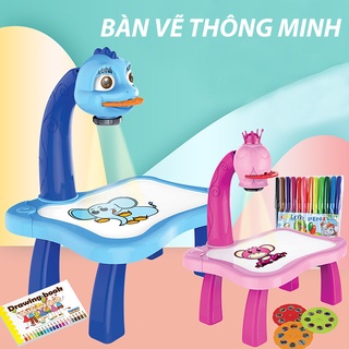 Đồ chơi bàn vẽ thông minh NUNAKIDS có máy chiếu ảnh kèm nhạc cho bé TẶNG bút màu 24 hình tập tô tập vẽ sáng tạo