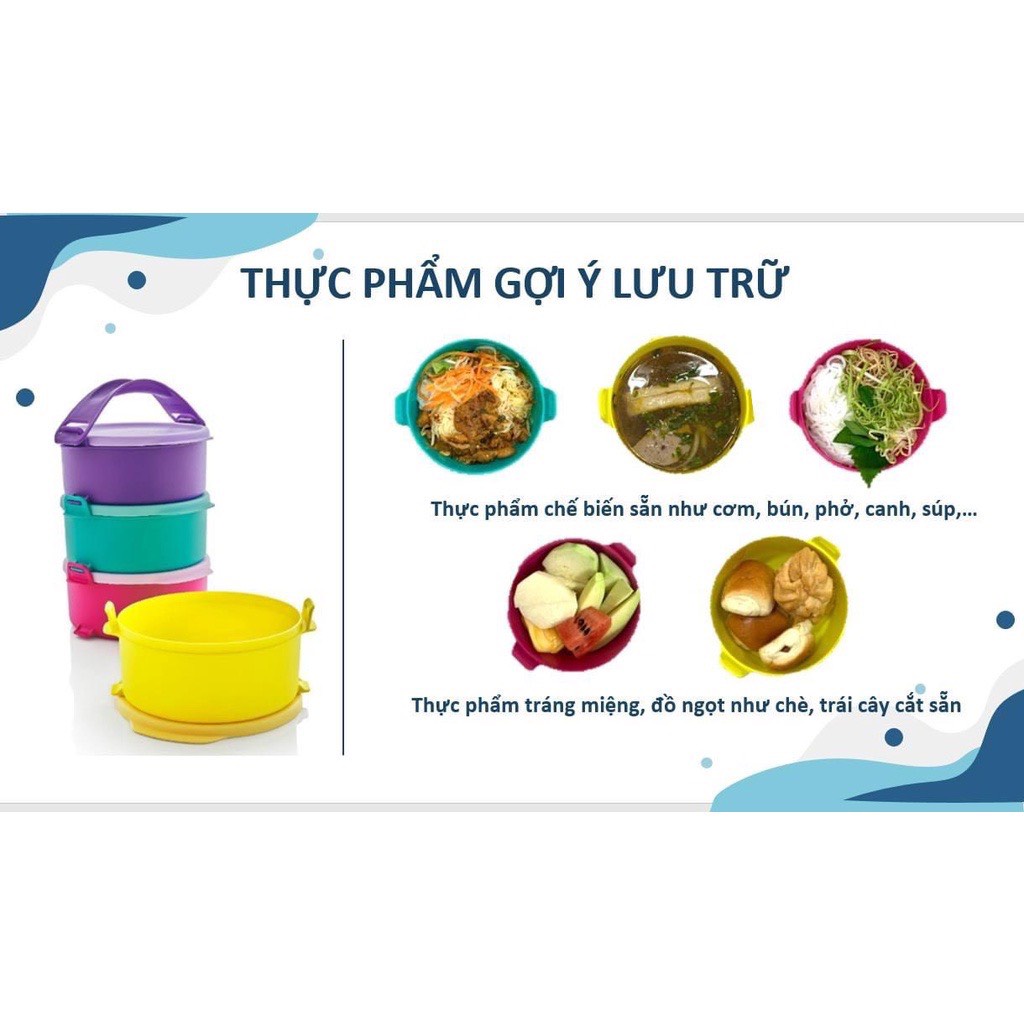 Bộ hộp cơm Tupperware Small Round Click To Go 550ml  - Bảo hành trọn đời - Nhựa nguyên sinh, an toàn cho sức khỏe