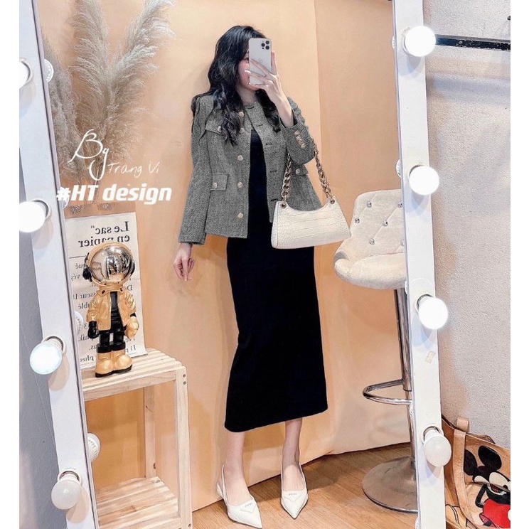 SET ÁO KHOÁC DẠ ÉN MIX VÁY LEN BOZIP