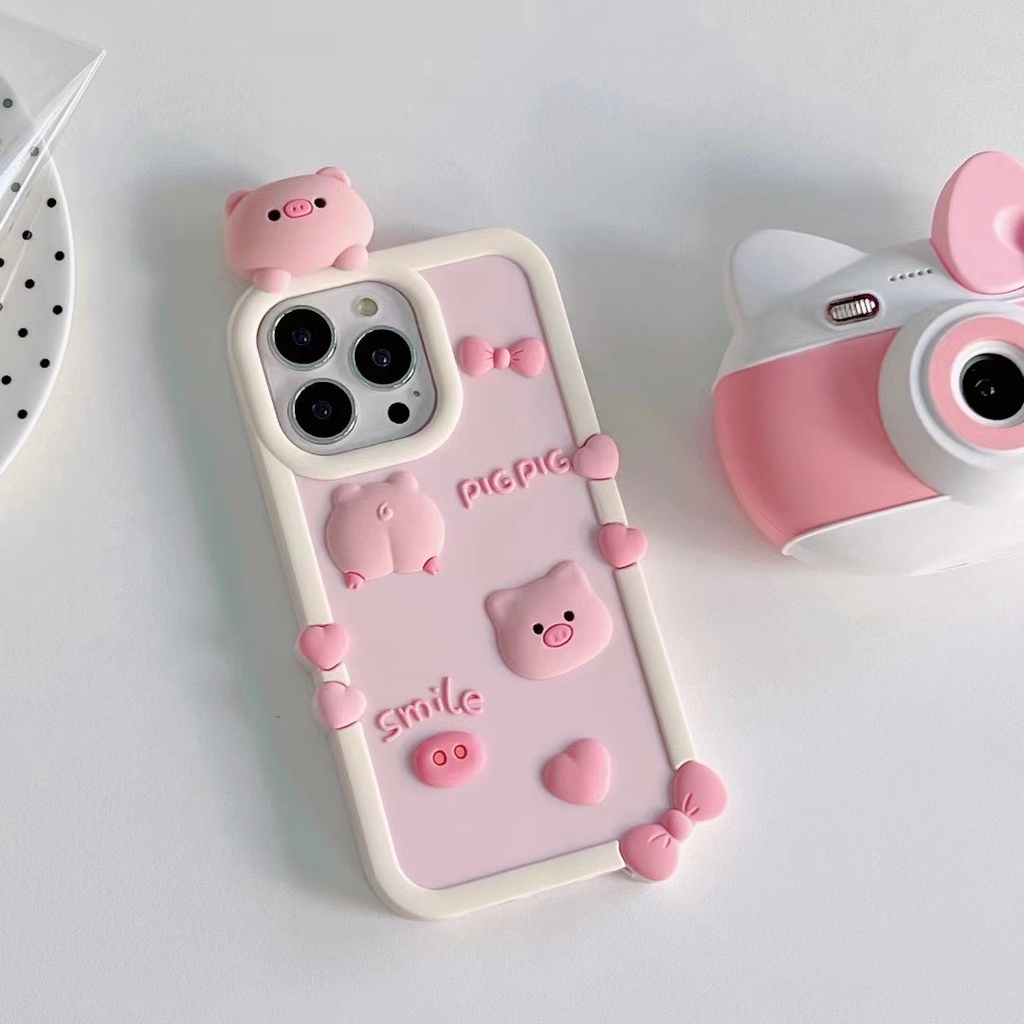 Ốp Điện Thoại Silicon Mềm Hình Heo 3d Cho iphone 15 15pro 15promax 14promax 13 pro max 12 pro max 11 pro max xs max xr x xs 7 8 + plus