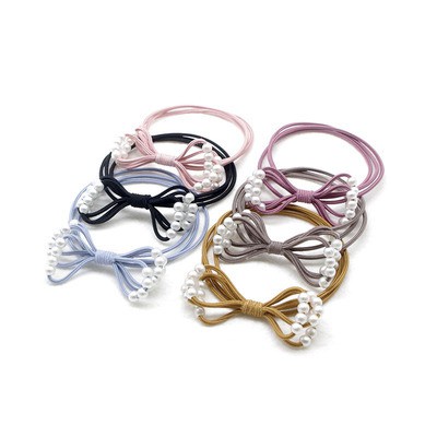 Chun buộc tóc đôi xin xắn siêu dai siêu bền co giãn tốt, Dây buộc tóc xinh xắn đính ngọc trai nhân tạo BB21