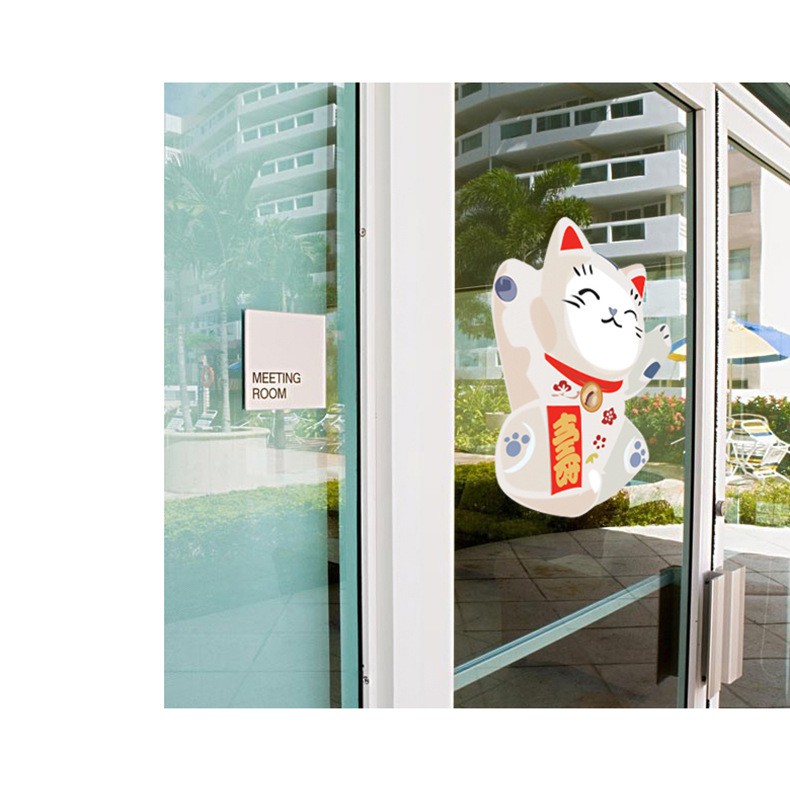 [HOT] Decal dán kính 3D chú mèo may mắn Nhật bản AmyShop