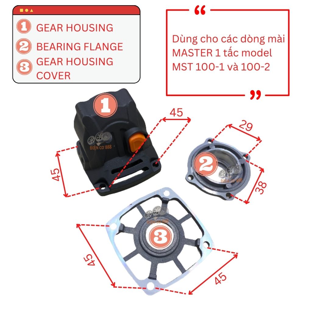 Bộ đầu nhôm mài Master 1 tấc đầy đủ 3 chi tiết - Màu sơn ngẫu nhiên
