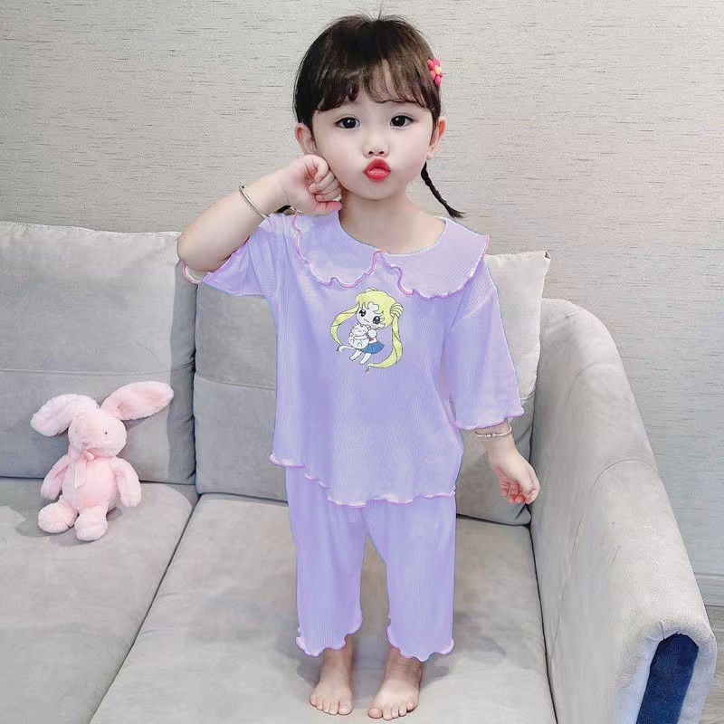 Bộ Đồ Ngủ Bằng Lụa Mát Phong Cách Công Chúa Thời Trang Mùa Hè Cho Trẻ Em Gái