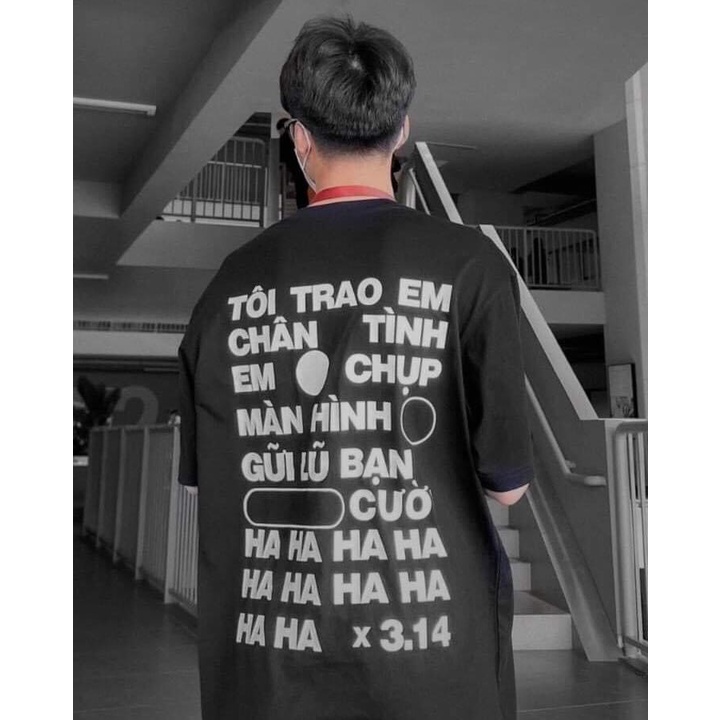 Áo Thun Tay Lỡ Nam Nữ HA HA HA Unisex Màu Đen Áo Phông Form Rộng Vải Cotton Mềm Mịn Thoáng Mát