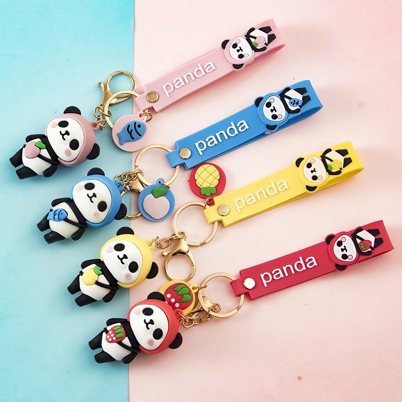 Móc khoá gấu trúc kèm dây và tag