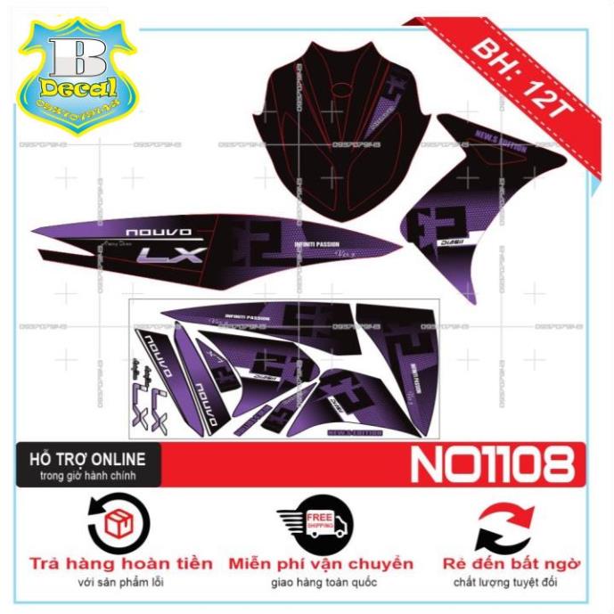 ( Quí khách vui lòng mang ra tiệm cho thợ dán ) Tem NOUVO 4LX TÍM ĐEN [Bi Decal]