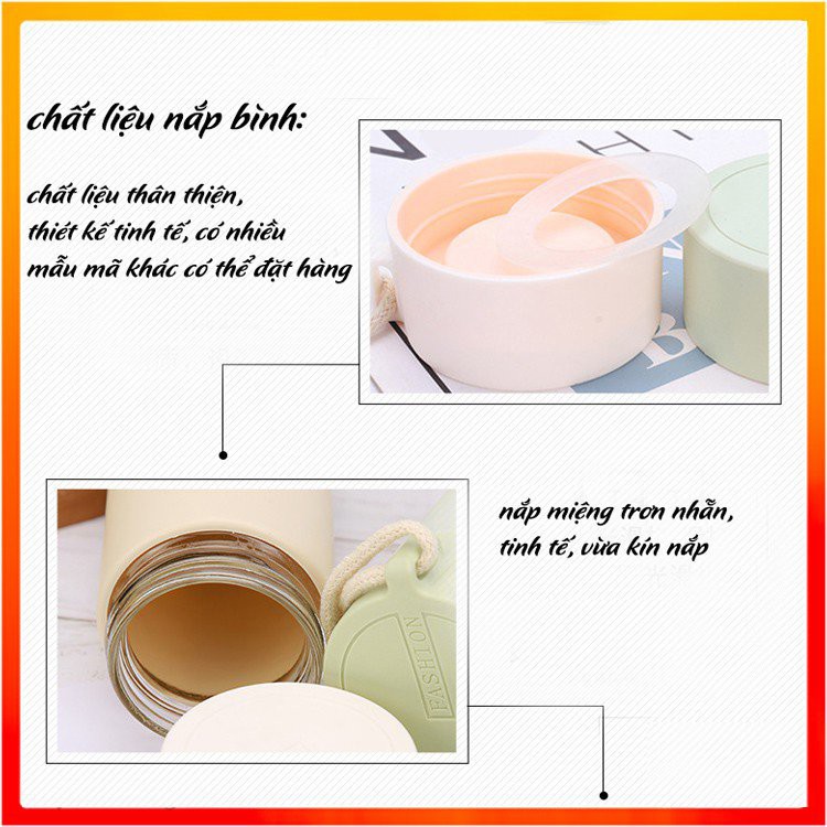 [CHỐNG VỠ] Bình Đựng Nước Giữ Nhiệt Thuỷ Tinh Nhỏ Xinh Vỏ Chống Vỡ | BigBuy360 - bigbuy360.vn