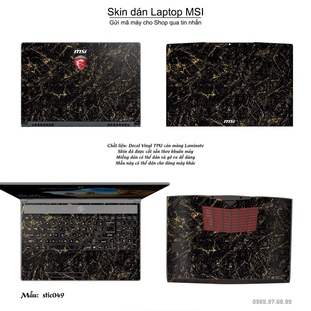 Skin dán Laptop MSI in hình hoa văn sticker - stic049 (inbox mã máy cho Shop)