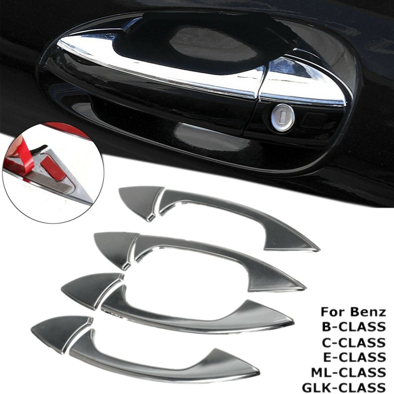 Set 4 vỏ bọc tay nắm cửa xe hơi mạ crom thích hợp cho MERCEDES-BENZ E GLK ML CLA W204 W212