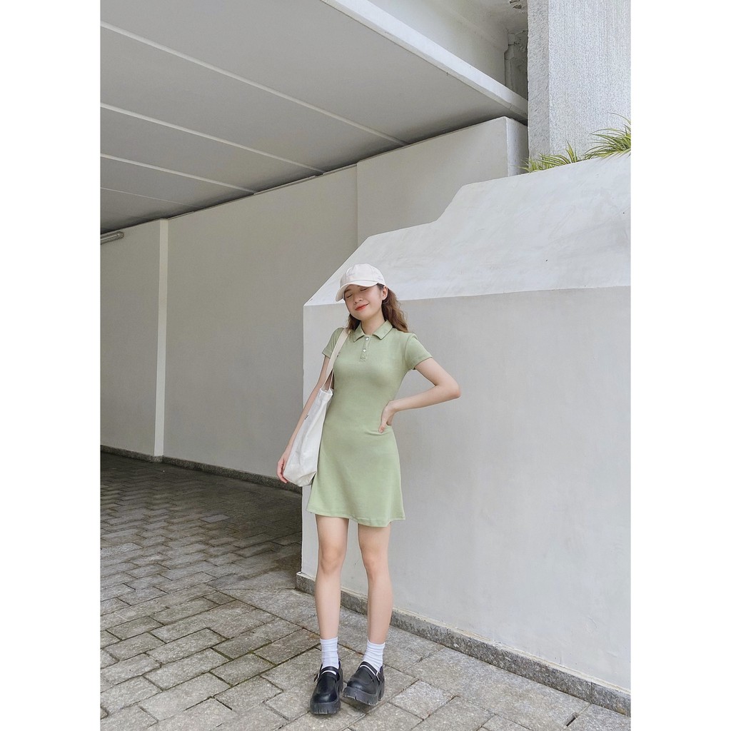 Đầm thun gân cổ polo POLO NECK DRESS | BigBuy360 - bigbuy360.vn