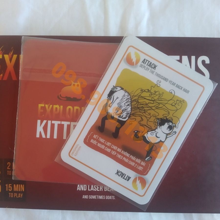 sleeves bọc bài mèo nổ exploding kittens chống nước bảo vệ bài 6.4 x 9 cm (100 cái)