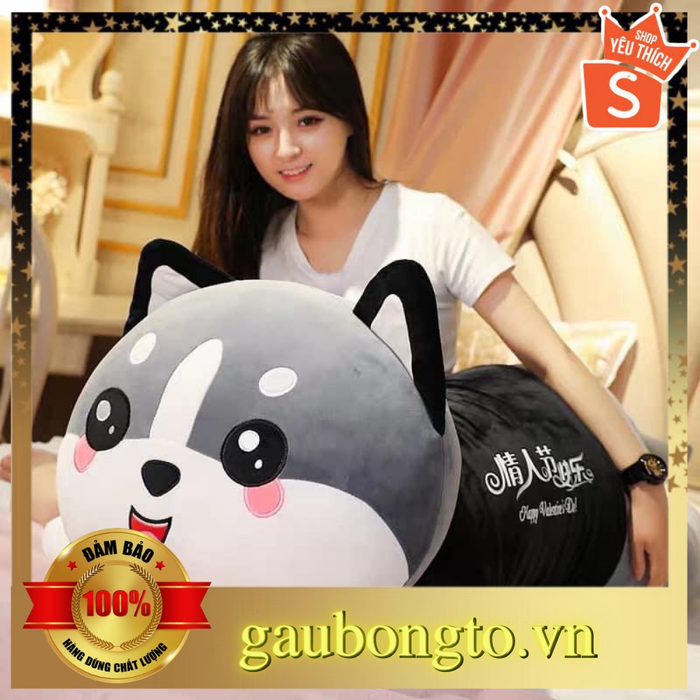 Gấu bông to Mèo Husky 𝑯𝒂̀𝒏𝒈 𝑪𝒂𝒐 𝑪𝒂̂́𝒑, gối ôm hình thú nhồi bông Mèo Husky đáng yêu 1m5 / 1m2 / 1m