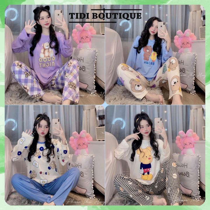 Đồ bộ mặc nhà đồ ngủ nữ thun cotton chất đẹp mềm mịn in hình dễ thương 🍀[HÀNG ĐẸP CHUẨN]
