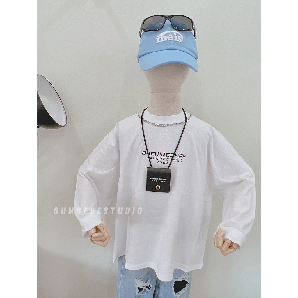 Áo Thun Dài Tay Dáng Rộng Phong Cách Ulzzang Cho Bé Trai & Gái