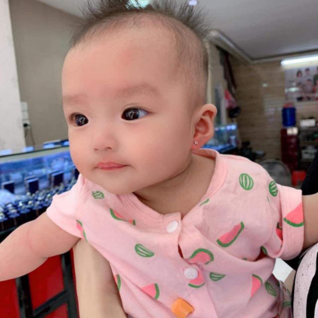 Bộ cộc tay sơ sinh cúc giữa Hãng LitiBaby nhiều màu