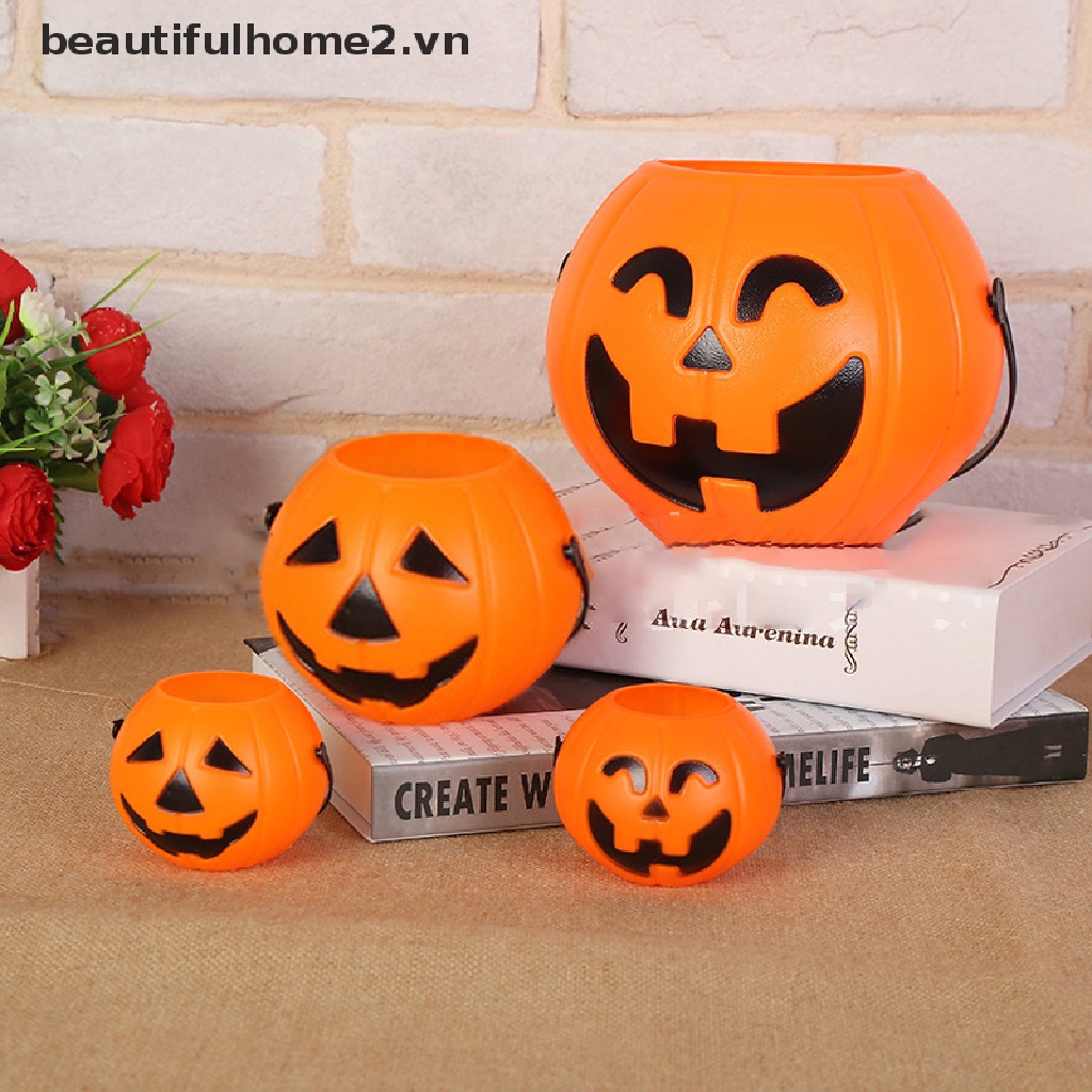 Xô Nhựa Đựng Kẹo Hình Bí Ngô Phong Cách Halloween Độc Đáo