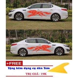 Bộ tem dán sườn xe hình Sói _Màu đỏ ( Tặng kèm dụng cụ dán tem)