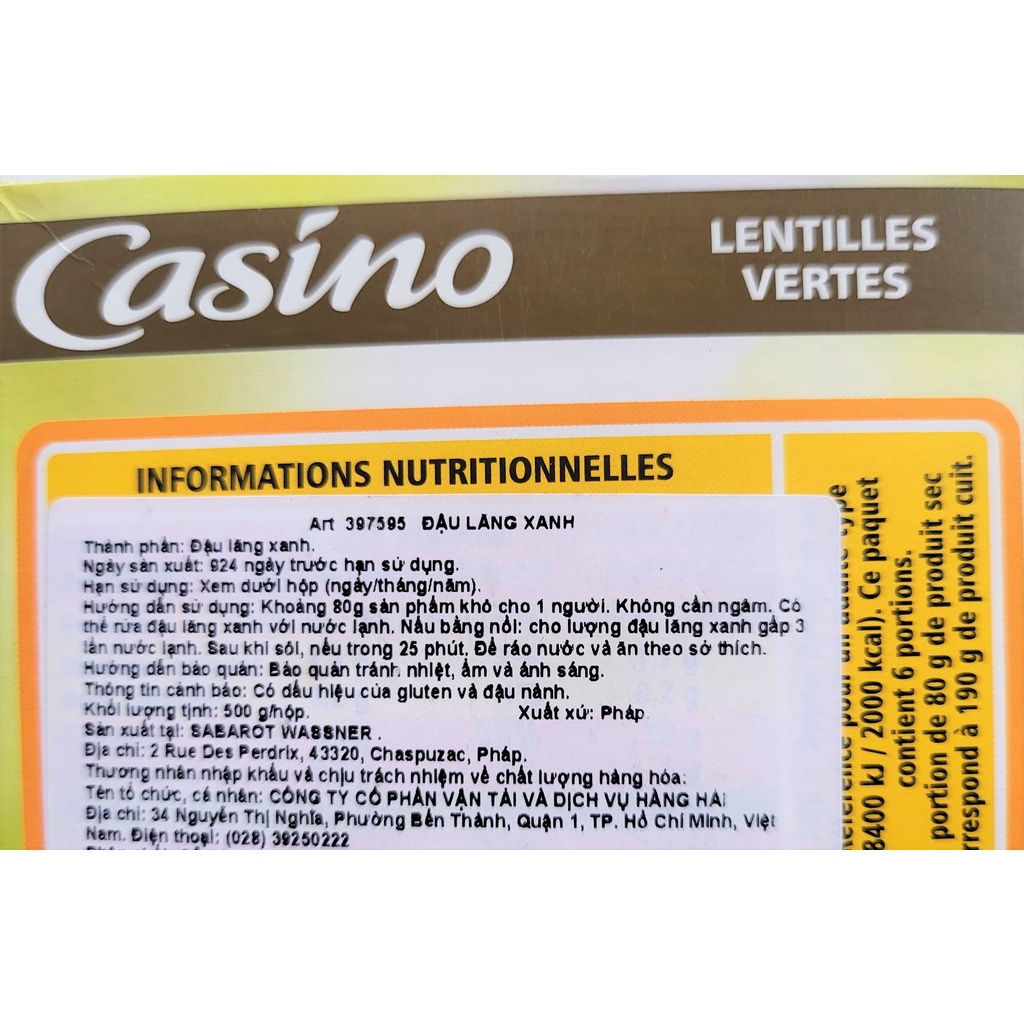 [Hộp 500g] ĐẬU LĂNG XANH [France] CSN Green Lentils