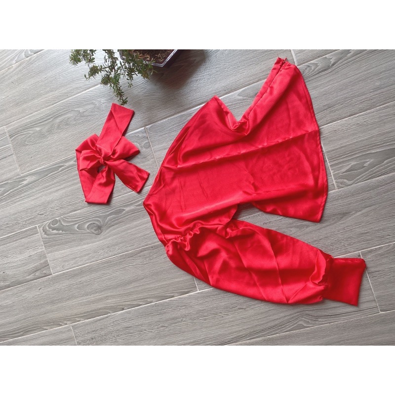 Áo Lệch Vai Tay Dài Phồng Phi Lụa Kèm Chocker Siêu Sang DRATD03