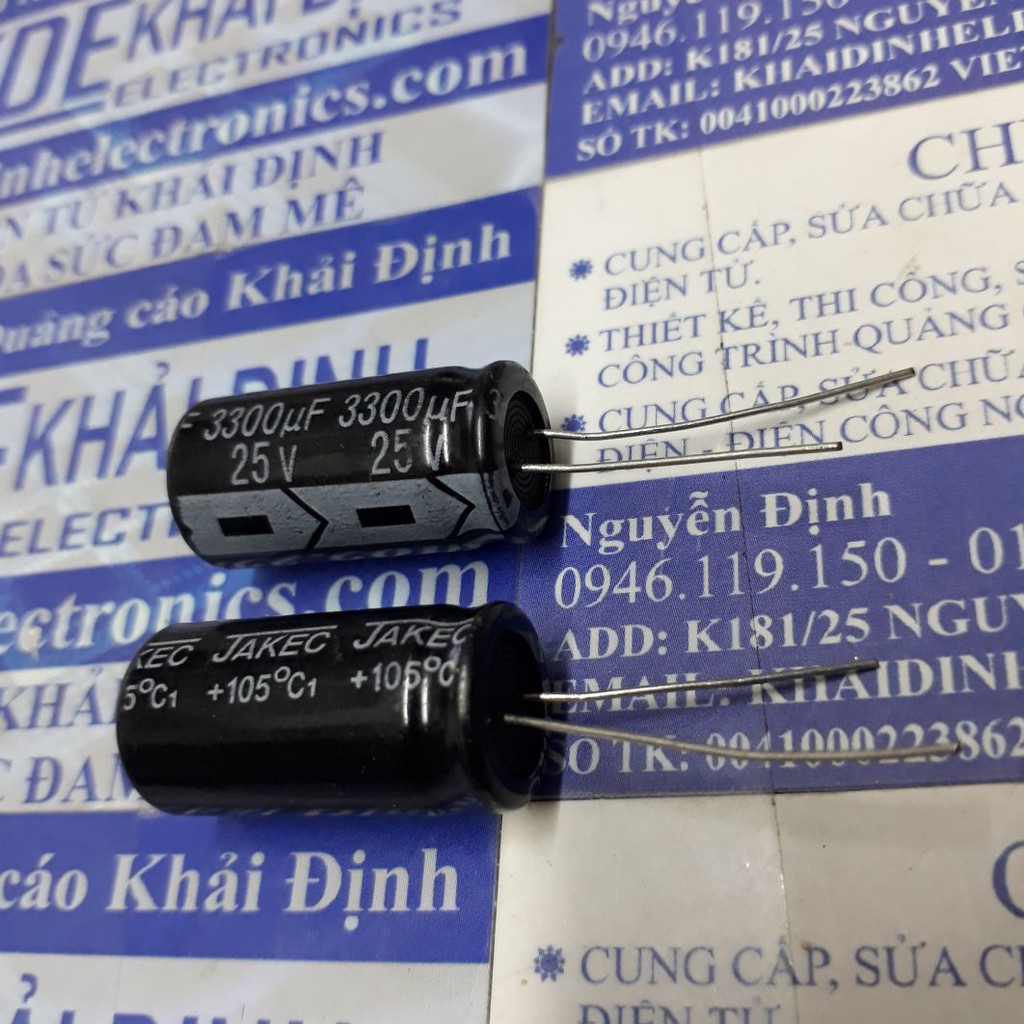 10 con TỤ HÓA, TỤ PHÂN CỰC 3300UF 25V 13x25mm kde4119