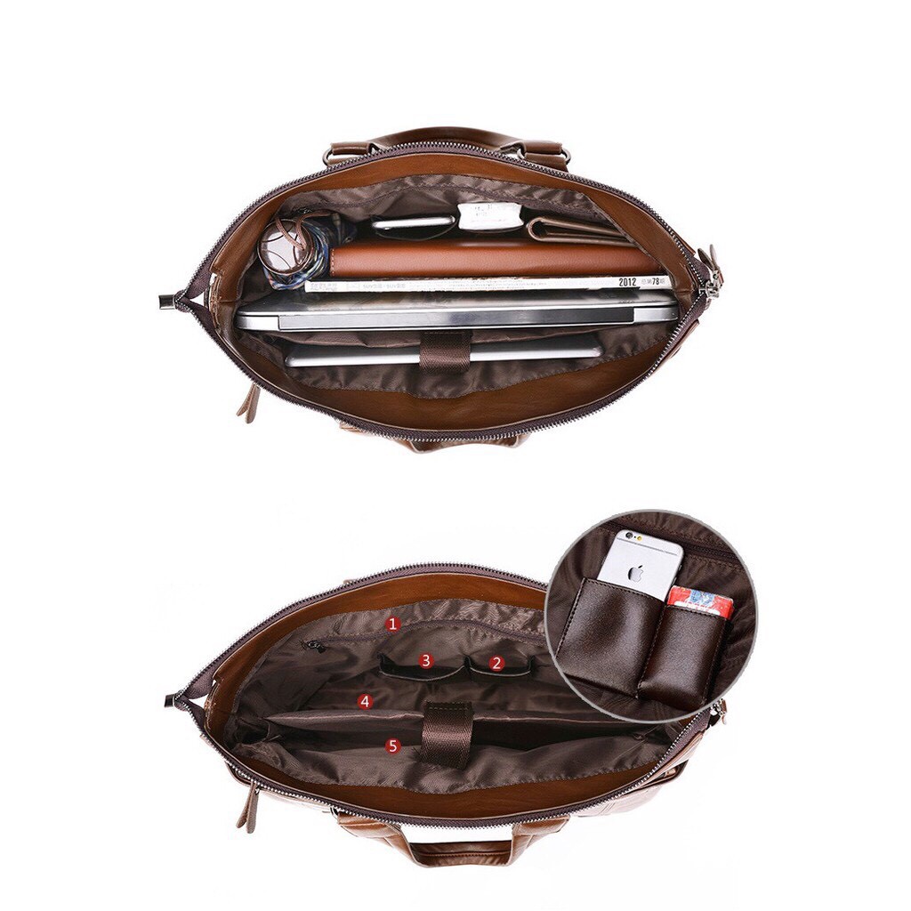Túi xách cặp da đựng laptop da bò công sở LEINASEN đựng vừa laptop 14 inch | BigBuy360 - bigbuy360.vn