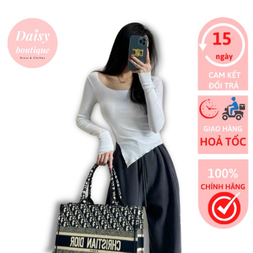 Áo Body Dài Tay Xẻ Tà Bèo Lệch Daisy Boutique SP000616