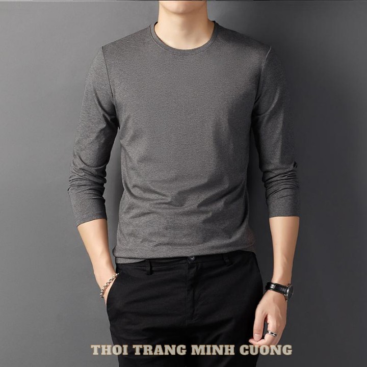 Áo thun nam dài tay cổ tròn mặc thu đông, giữ nhiệt, chất cotton co giãn, dáng ôm | BigBuy360 - bigbuy360.vn