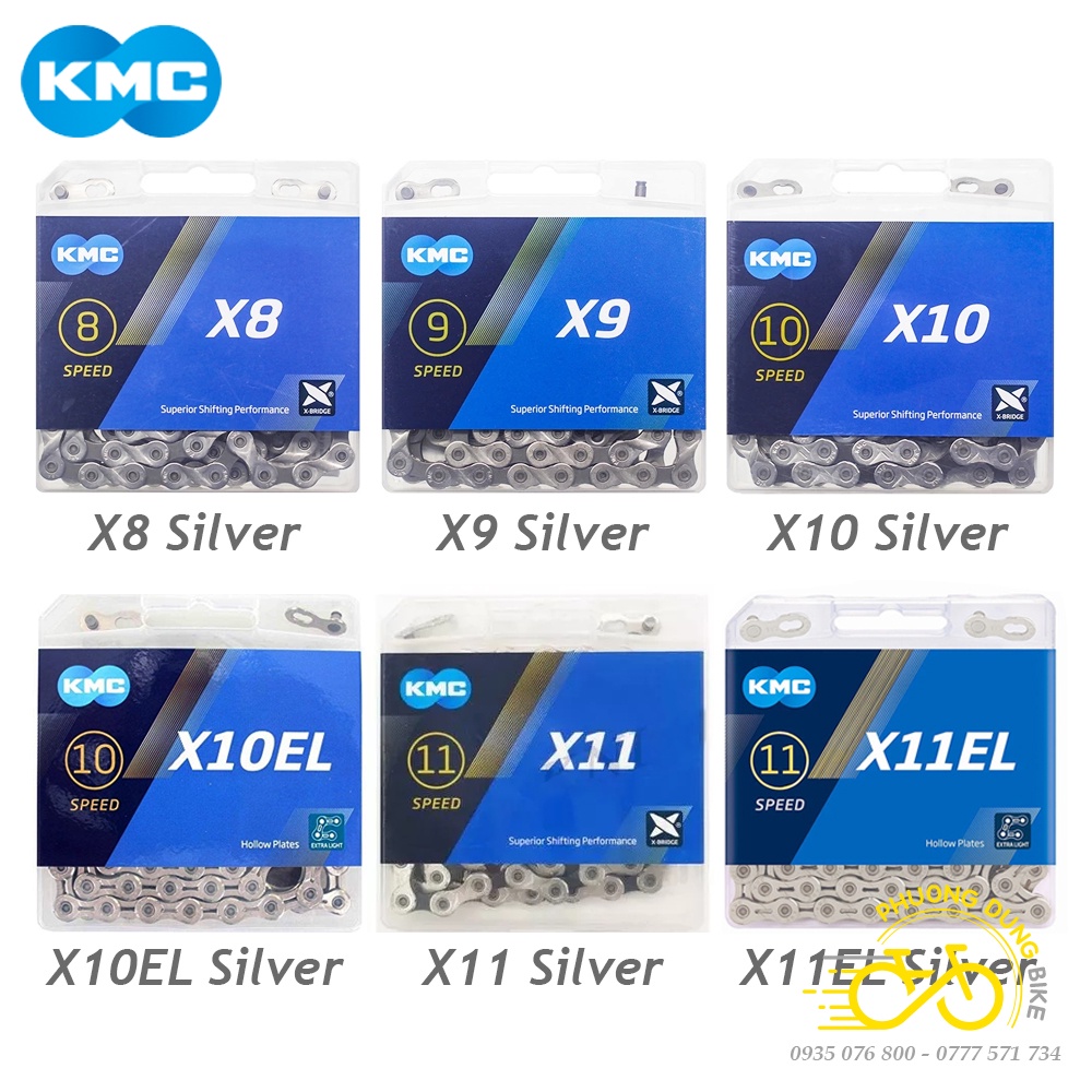 Xích sên xe đạp KMC X8 / X9 / X10 / X10EL / X11 / X11EL Speed - Fullbox