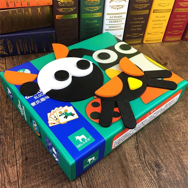 Bộ xếp hình montessori theo thẻ bằng gỗ cho bé đồ chơi giáo dục thông minh