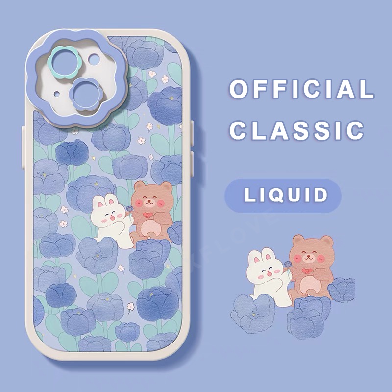 Ốp Điện Thoại Silicon Mềm Hình Hoa Tulip Gấu Thỏ 3D Cho iPhone 11 12 13 Pro max Mini XR X 6 6S 7 8 Plus XS max 11Pro 13Pro 8Plus