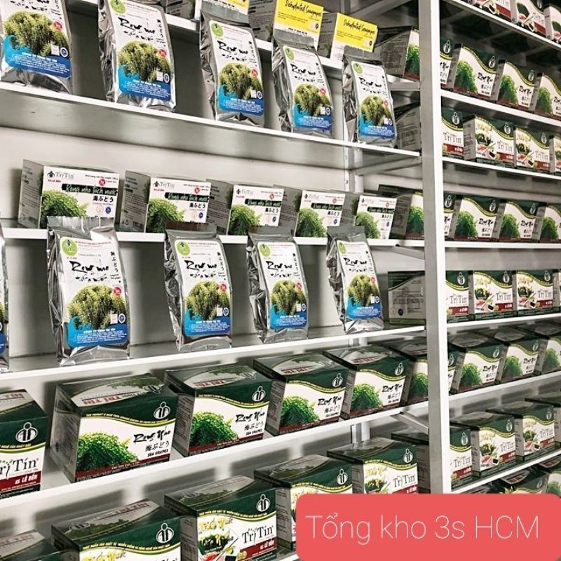 COMBO 5 Hộp Rong Nho Tách Nước Trí Tín-Rong Nho Khô (Nha Trang- Khánh Hòa)-Hộp 200g 10 Gói _công nghệ Nhật Bản _FREESHIP