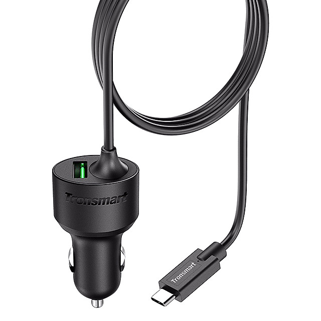 Sạc Xe Hơi Tronsmart 33W 2 Cổng QC3.0 Và USB-C CCTA (Kèm Cáp) - Hàng Chính Hãng