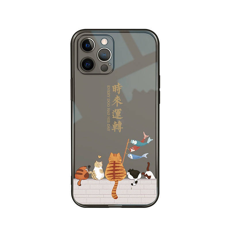 Ốp điện thoại trong suốt in hình mèo hoạt hình dễ thương thích hợp cho Iphone13 14 12xr/ Xs/ Promax 7/ 8P 11 RcJn