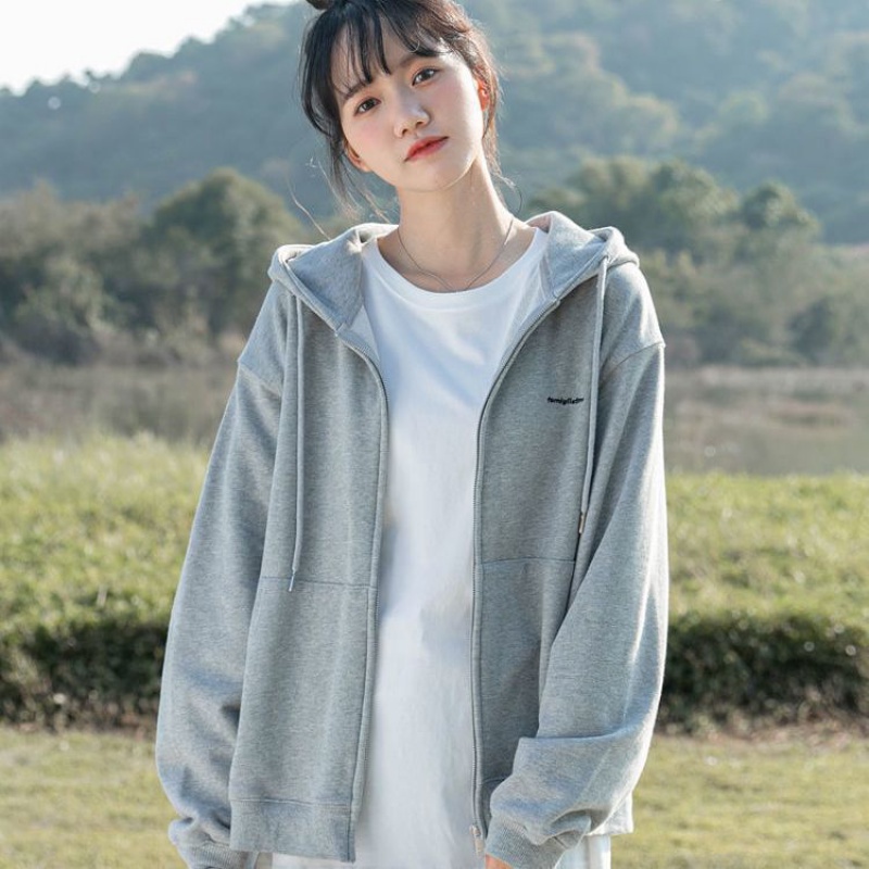 Áo Khoác Hoodie 65% Cotton Dáng Rộng Thêu Chữ Đơn Giản Thời Trang Xuân Thu Mới 2022