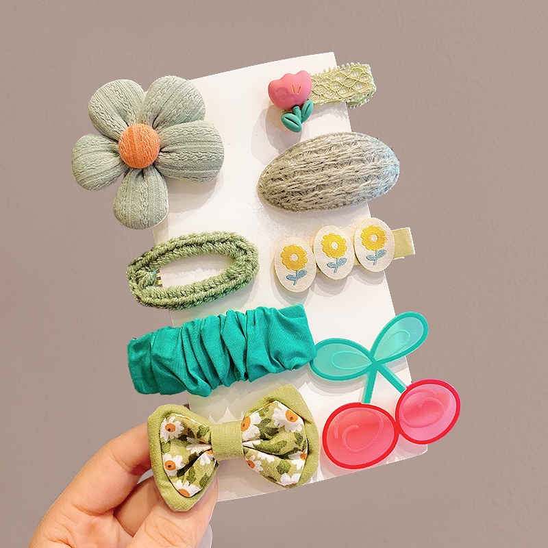 Bộ Kẹp Tóc Nơ Lưới Hình Hoa Dễ Thương Cho Bé Gái