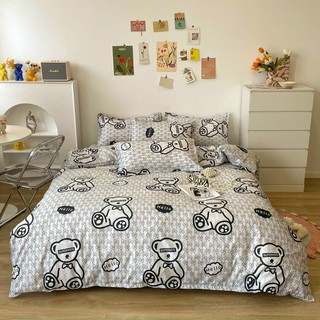 [Mã INCU1708 hoàn 15K xu đơn 50K] Bộ chăn ga gối cotton poly mẫu gấu vintage -Luis Bedding chăn ga(miễn phí bo chun )