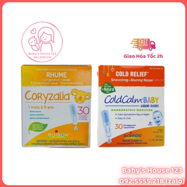 Muối Uống Vi Lượng Đồng Căn Giảm Sổ Mũi, Nghẹt Mũi Cho Bé Boiron Coryzalia và ColdCalm Baby - Hộp 30 Tép