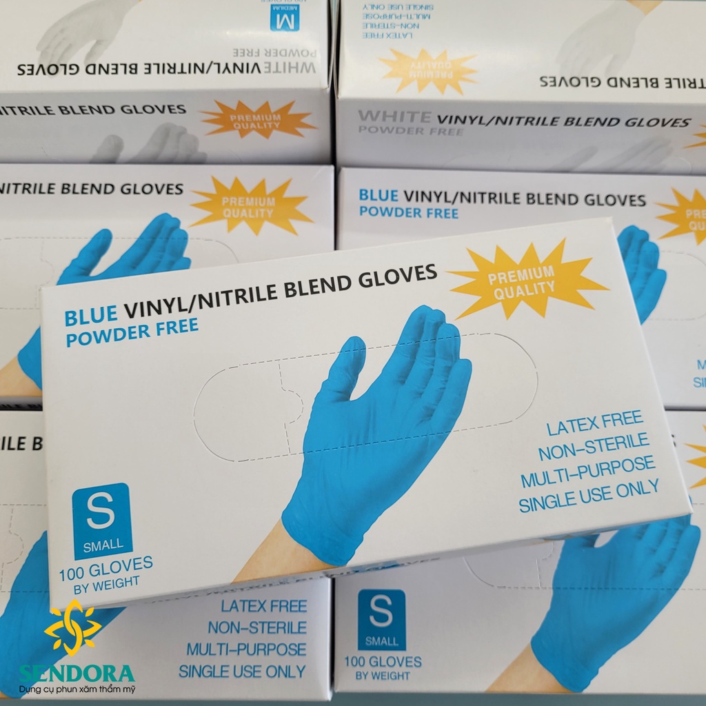 Găng tay y tế không bột Nitrile Màu đen, Trắng - Hộp 100 chiếc