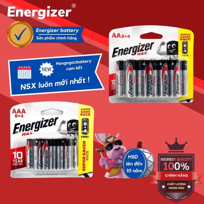 Pin AA , AAA - Pin Energizer 1,5V Siêu Bền - Hàng Chính Hãng-[FREE SHIP] TỪ ĐƠN 50K