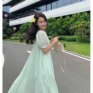 Đầm bầu voan nổi Hàn Quốc 2 màu