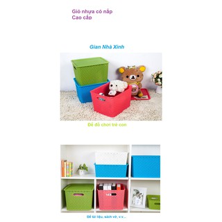 Giỏ Nhựa Đựng Đồ Có Nắp Cao Cấp