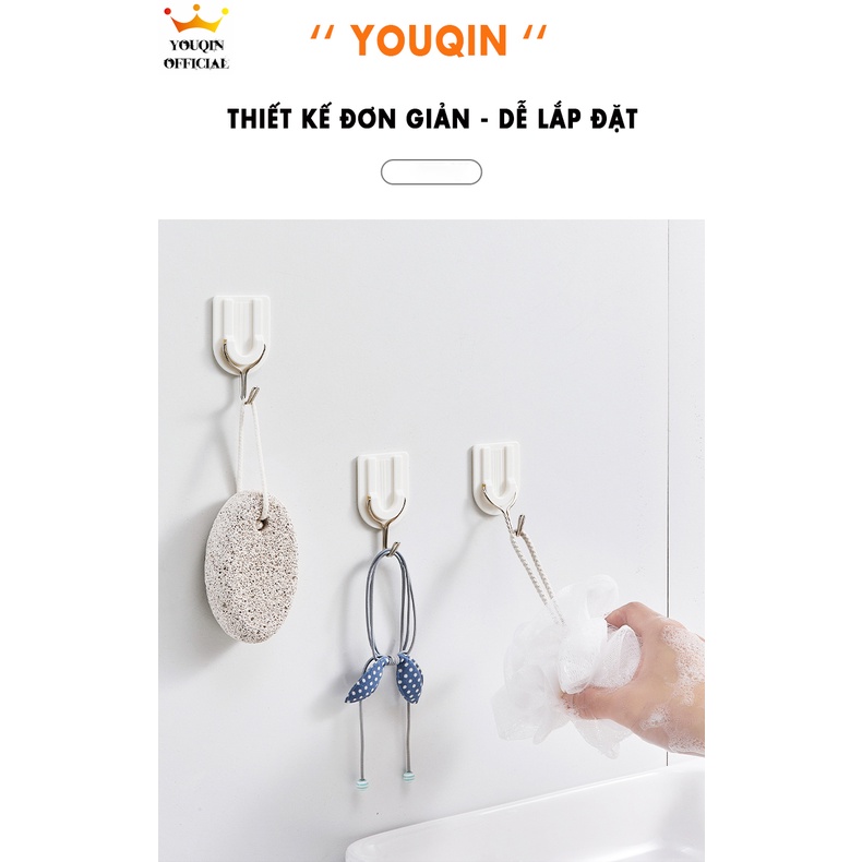 Bộ 3 Móc Treo Đồ Dán Tường - YouQin, Chất Liệu Nhựa, Dán Keo Siêu Chắc, Không Khoan Đục