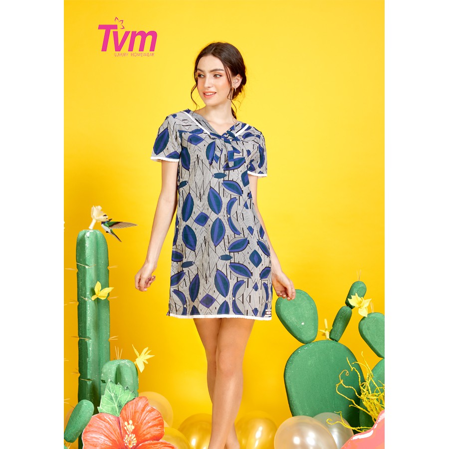 Đầm nữ mặc nhà ngắn tay Tvm Luxury Homewear DA062