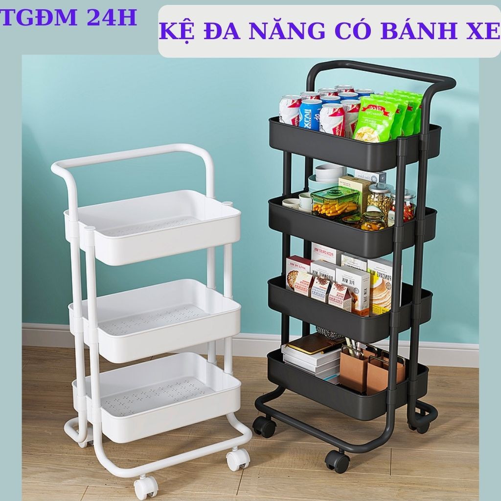 [HÀNG CAO CẤP] Kệ Đa Năng 3, 4 Tầng TGĐM 24H, Kệ SPA 3,4 tầng đa năng có bánh xe , Xe Đẩy hàng4 bánh gấp gọn