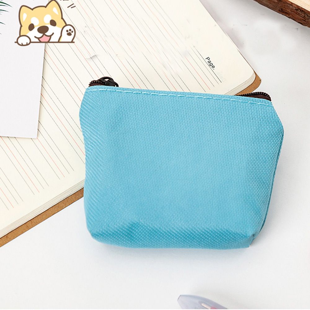 Ví đựng tiền xu/chìa khóa/ mỹ phẩm bằng vải canvas hình vuông nhỏ gọn nhiều màu tùy chọn